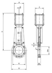 Pièces agricoles - Hydraulique - Vanne guillotine pneum. DN65