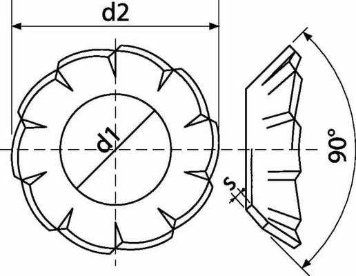 Pièces agricoles - Fasteners - Rondelle frein dentelée M8x15.3x0.5mm, Acier zingué DIN 6798 Kramp