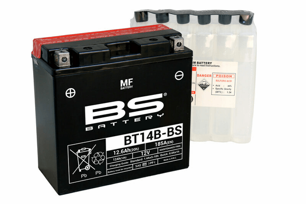Pièces Quad & Motos - Electrique - Batterie BS BATTERY sans entretien avec pack acide - BT14B-BS