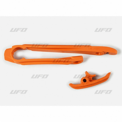Pièces Quad & Motos - Plastiques - Kit patin de bras oscillant + patin de chaîne inférieur UFO orange KTM
