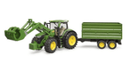 John Deere 7R 350 avec chargeur frontal et remorque