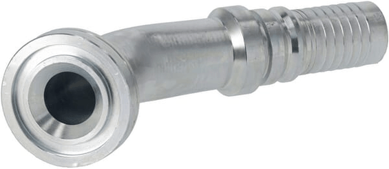 Pièces agricoles - Hydraulique - Raccord à sertir 4SH-DN25 avec flasque ø47,6 mm 45°