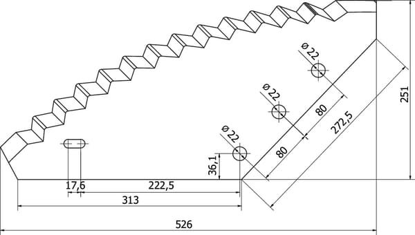 Pièces agricoles - Fenaison & élevage - Lame carbure pour distributrice 528x274x6mm Ø 22mm