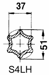 Pièces agricoles - Transmission - Tube profilé durci étoile S4LH Ø ext. : 51x37x6 mm L : 1,4m Walterscheid