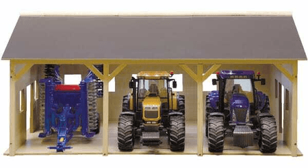 Loisirs - Jouets - Hangar en bois pour 3 tracteurs