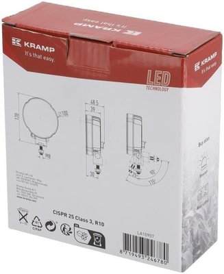 Pièces agricoles - Eclairage - Lampe de travail LED, 27W, 3420lm, ronde, blanche, 100x48,5x120mm, Deutsch 2 broches, inondation, Kramp (boîte de 10 pièces)