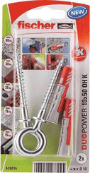 Pièces agricoles - Fasteners - Chevilles tous matériaux DuoPower 10x50 avec crochet œillet / Blister de 4