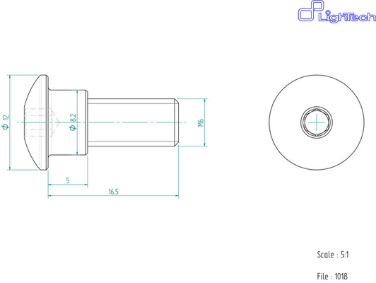 Pièces Quad & Motos - Pièces communes - Vis LIGHTECH M6 X 16,5 Type 1018 Ergal rouge à l'unité