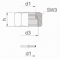 Pièces agricoles - Hydraulique - Ecrou + joint 38S