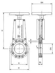 Pièces agricoles - Hydraulique - Vanne guillotine+volant DN 350