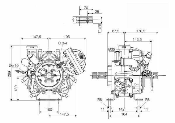 Pièces agricoles - Pièce Pulvérisateur - Pompe à piston haute pression à membrane APS71 MM