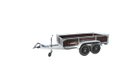 REMORQUE COTES BOIS 251x133x40 freinée jantes noires 2 essieux PTAC : 1300 kg