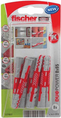 Pièces agricoles - Fasteners - Chevilles tous matériaux DuoPower 8 x 65 / Blister de 8