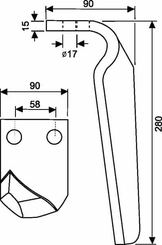 Pièces agricoles - Travail du sol - Dent de herse rotative G.p/Carraro