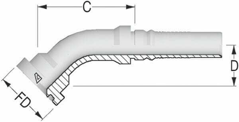 Pièces agricoles - Hydraulique - Raccord à sertir 4SH-DN20+Bride Ø 41,3 mm-45°