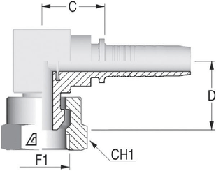 Pièces agricoles - Hydraulique - Raccord DN10-3/8 BSP-90 ø32