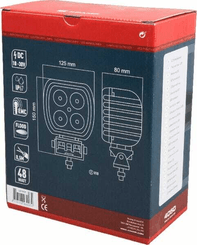 Pièces agricoles - Eclairage - Phare de travail LED carré 48W 4050lm, 10/30V, 125x90x125mm, faisceau large, 4 LED Kramp