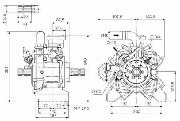 Pièces agricoles - Pièce Pulvérisateur - Pompe à piston haute pression à membrane APS 96 MM