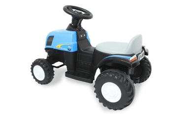 Loisirs - Jouets - Tracteur à enfourcher New Holland avec remorque bleu 6V