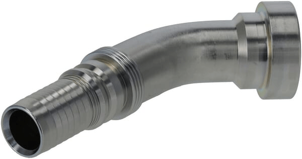 Pièces agricoles - Hydraulique - Raccord à sertir 4SH-DN25 avec flasque ø47,6 mm 45°