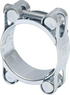 Pièces agricoles - Fasteners - Collier de serrage, 40-50 mm double boulon, double bande DIN912 zingué Kramp