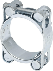 Pièces agricoles - Fasteners - Collier de serrage, 40-50 mm double boulon, double bande DIN912 zingué Kramp