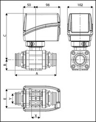 Pièces agricoles - Pièce Pulvérisateur - 2-way electric bolted ball valves with fork couplings