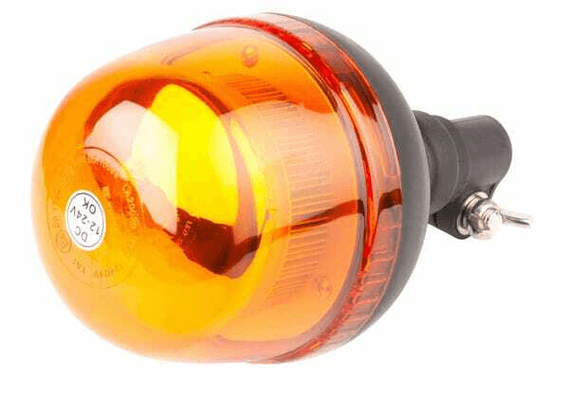 Pièces agricoles - Eclairage - Gyrophare LED, 24W, 12-24V, ambre, montage sur poteau flexible, Ø 128mm x215mm, Kramp