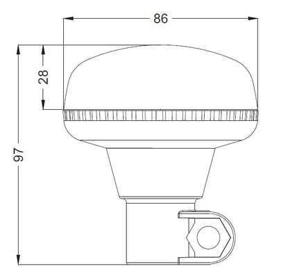 Pièces agricoles - Eclairage - Gyrophare LED, profil bas, 15W, 12-24V, ambre, pôle din, Ø 86mm x97mm