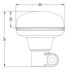 Pièces agricoles - Eclairage - Gyrophare LED, profil bas, 15W, 12-24V, ambre, pôle din, Ø 86mm x97mm