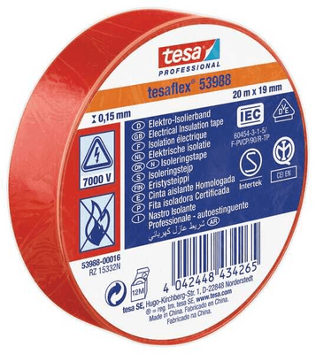 Chimie - Chimie divers - Ruban isolant, rouge, 20m x 19mm TesaFLEX®