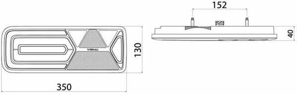 Pièces agricoles - Eclairage - Feu arrière avec réflécteur 350x150mm 24 V D