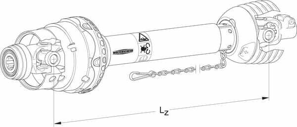 Pièces agricoles - Transmission - Arbre de transmission grand angle PWE 580 L : 1210mm, Walterscheid