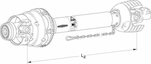 Pièces agricoles - Transmission - Arbre de transmission grand angle PWE 580 L : 1210mm, Walterscheid