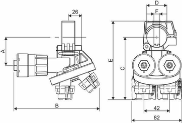 Pièces agricoles - Pièce Pulvérisateur - Porte-buse 2+2 voies 25mm Selejet