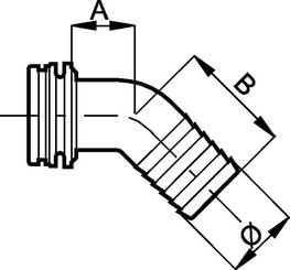 Pièces agricoles - Pièce Pulvérisateur - Raccord de flexible 30 mm 45°