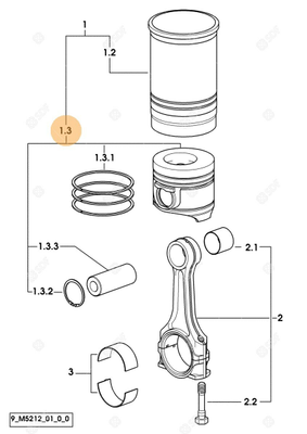 Pièces agricoles - Pieces moteur - PISTONE COMPL.X 1000 WT CLASSE A EURO II Deutz-Fahr origine
