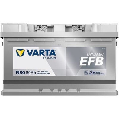 Pièces agricoles - Eclairage - Battery 12V 80Ah 800A N80 VARTA Dynamic EFB