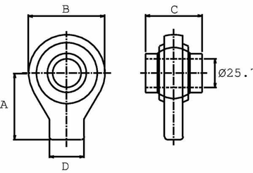 Pièces agricoles - Hydraulique - Fond de vérin G25.7 KR L=60 mm