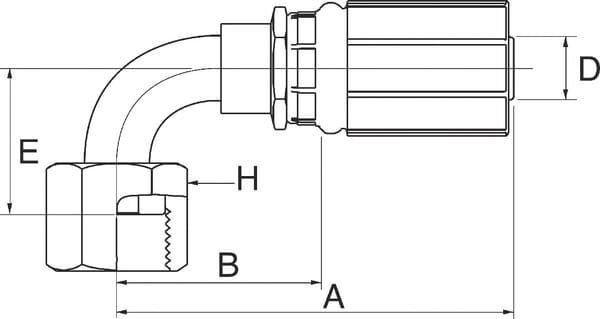 Pièces agricoles - Hydraulique - Racc. à sertir DN25-1"7/16ORFS 90°