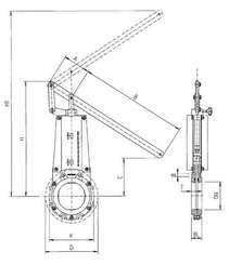Pièces agricoles - Hydraulique - Vanne guillotine+levier DN 65