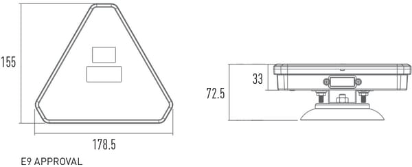 Pièces agricoles - Eclairage - Jeu d’éclairages sans fil LED, triangulaire, 12/24 V, Li-ion, magnétique, 178,5x155 mm, fiche à 7 broches, Kramp