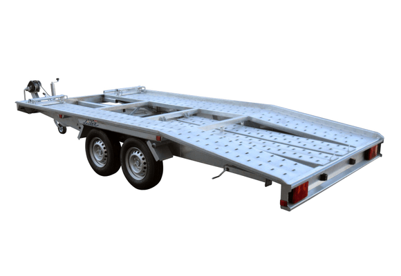 Materiels - Remorque voiture - PORTE VOITURE 450x203x6 avec rampes amovibles PTAC : 2700 Kg avec 2 cales et 1 treuil inclus