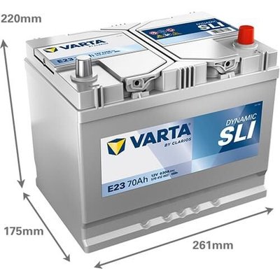 Pièces agricoles - Eclairage - Battery 12V 70Ah 630A E23 VARTA Dynamic SLI