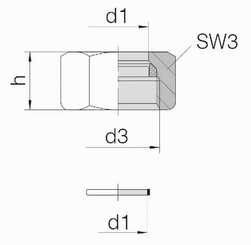Pièces agricoles - Hydraulique - Ecrou + joint 6S