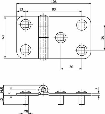 Pièces agricoles - Fasteners - Charnière plate type 1