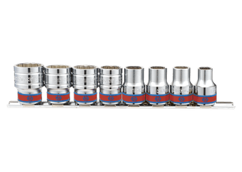 Outils - Outils divers - Jeu de 8 douilles 12 pans 1/2" N pouce sur rail