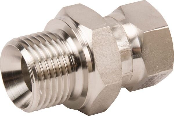 Pièces agricoles - Hydraulique - Raccord droit M/F 1/2"x3/8" BSP SS