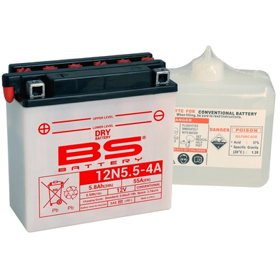 Pièces Quad & Motos - Electrique - Batterie BS BATTERY conventionnelle avec pack acide - 12N5.5-4A