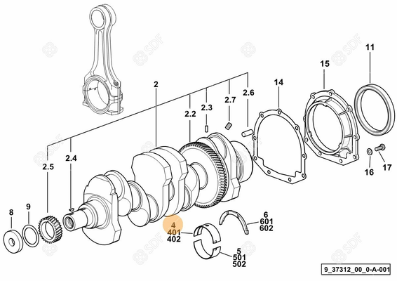 Pièces agricoles - Pieces moteur - demi-coussinet de palier STANDARD